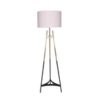 Sarantino Modern Tripod Floor Lamp Gold Black Gradient Standing Light with Linen Drum Shade for Living Room Office