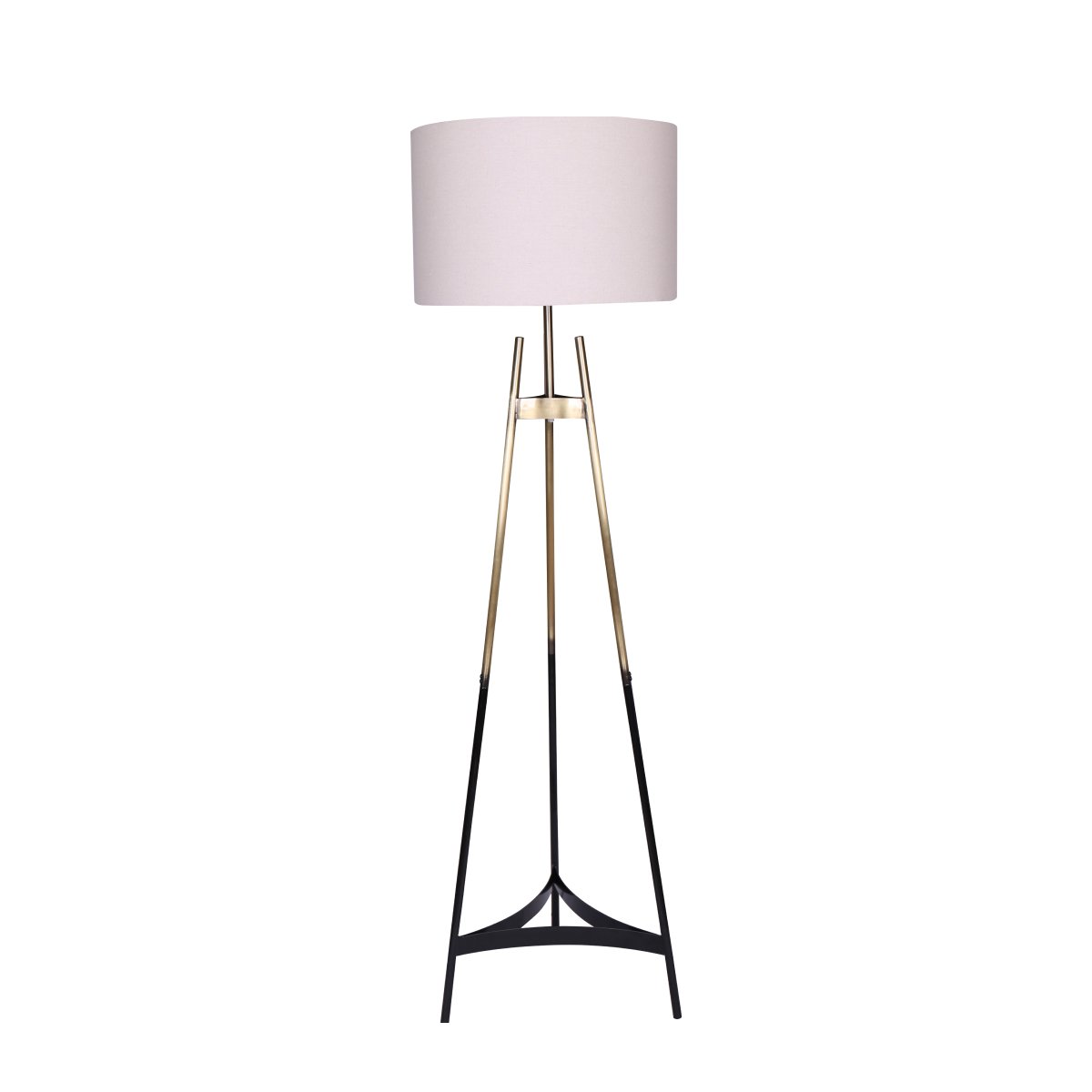 Sarantino Modern Tripod Floor Lamp Gold Black Gradient Standing Light with Linen Drum Shade for Living Room Office