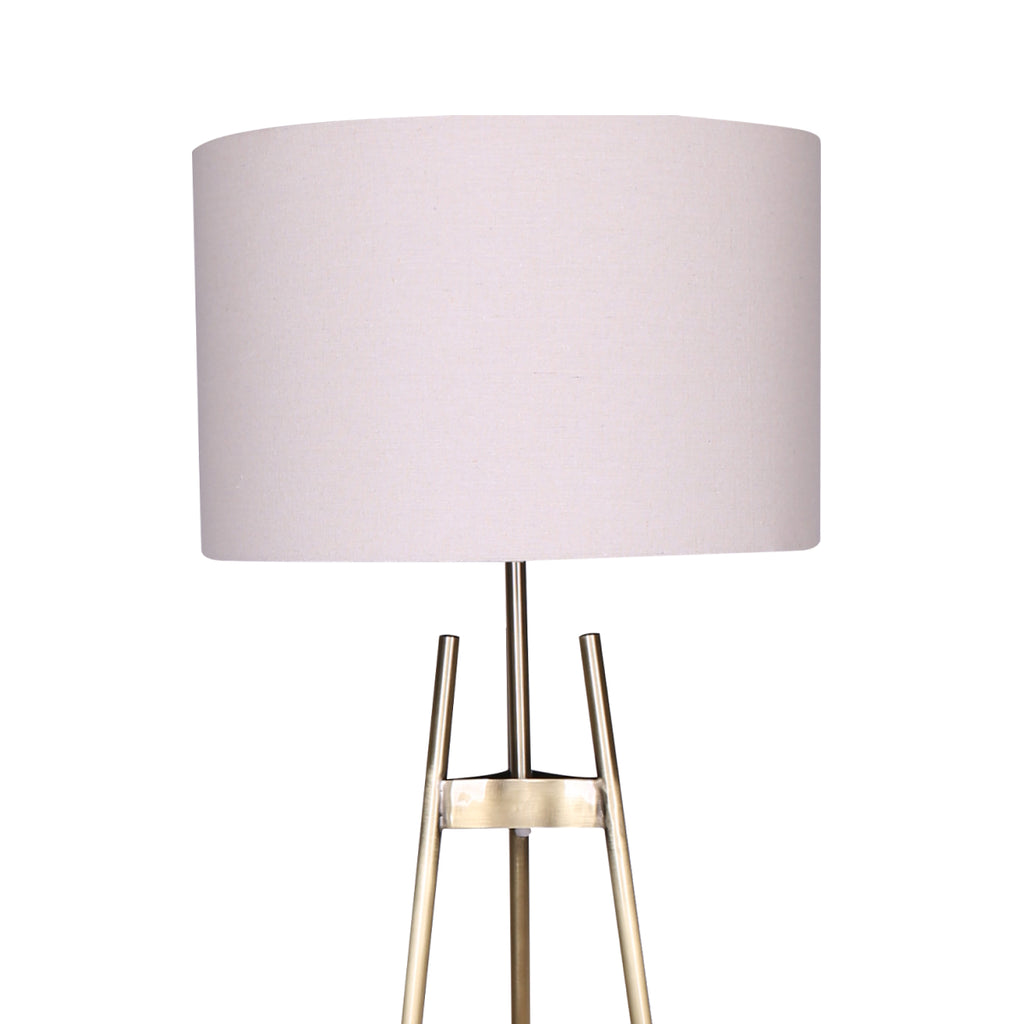 Sarantino Modern Tripod Floor Lamp Gold Black Gradient Standing Light with Linen Drum Shade for Living Room Office