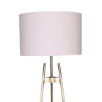 Sarantino Modern Tripod Floor Lamp Gold Black Gradient Standing Light with Linen Drum Shade for Living Room Office