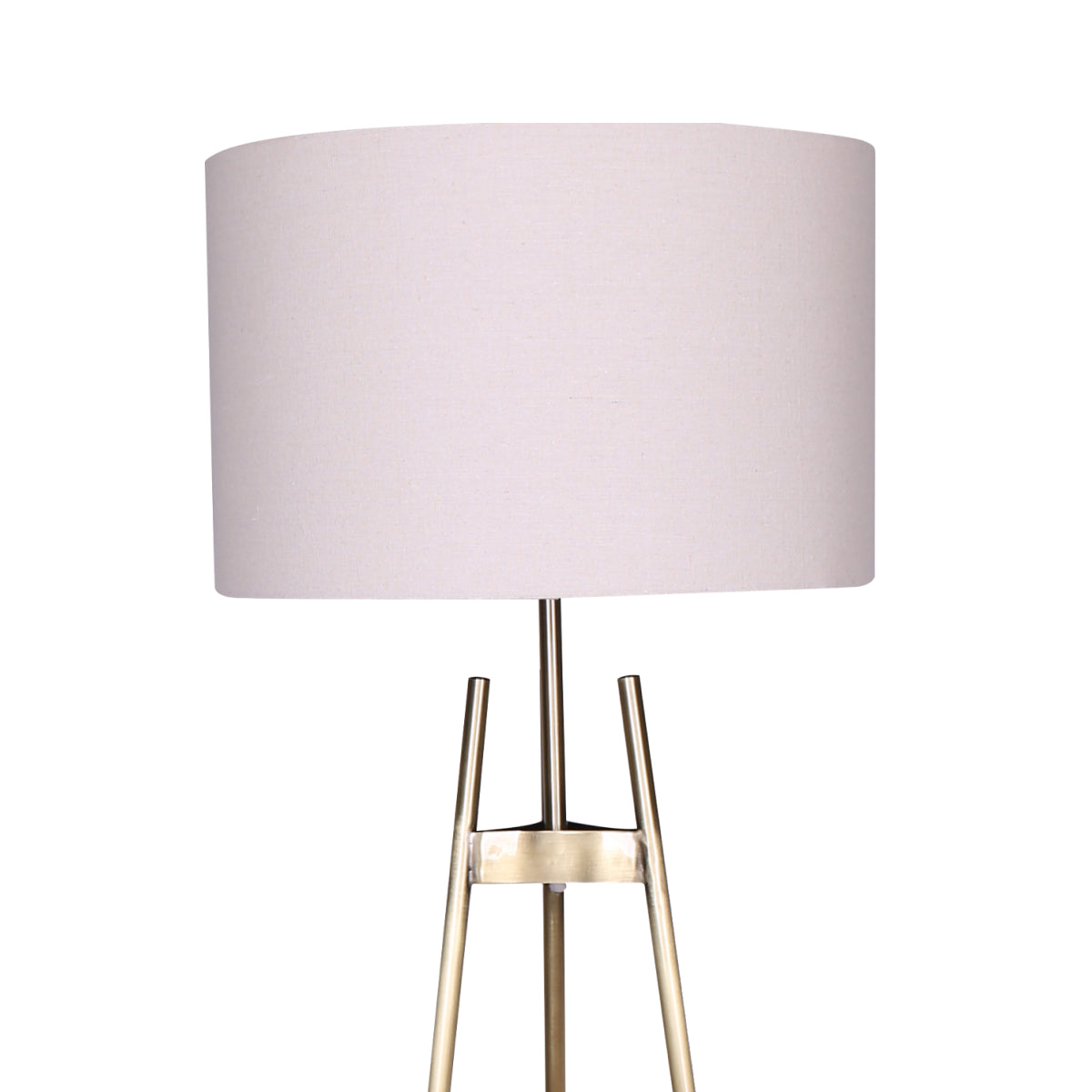 Sarantino Modern Tripod Floor Lamp Gold Black Gradient Standing Light with Linen Drum Shade for Living Room Office