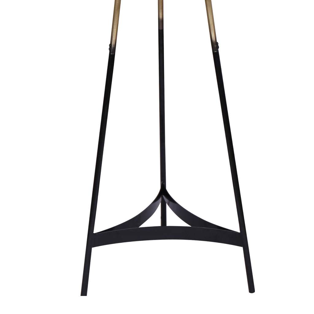 Sarantino Modern Tripod Floor Lamp Gold Black Gradient Standing Light with Linen Drum Shade for Living Room Office