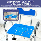 Orthonica Height-Adjustable Aluminium Commode Shower Chair with Armrests Backrest Armrests Soft Stool Seat Aid