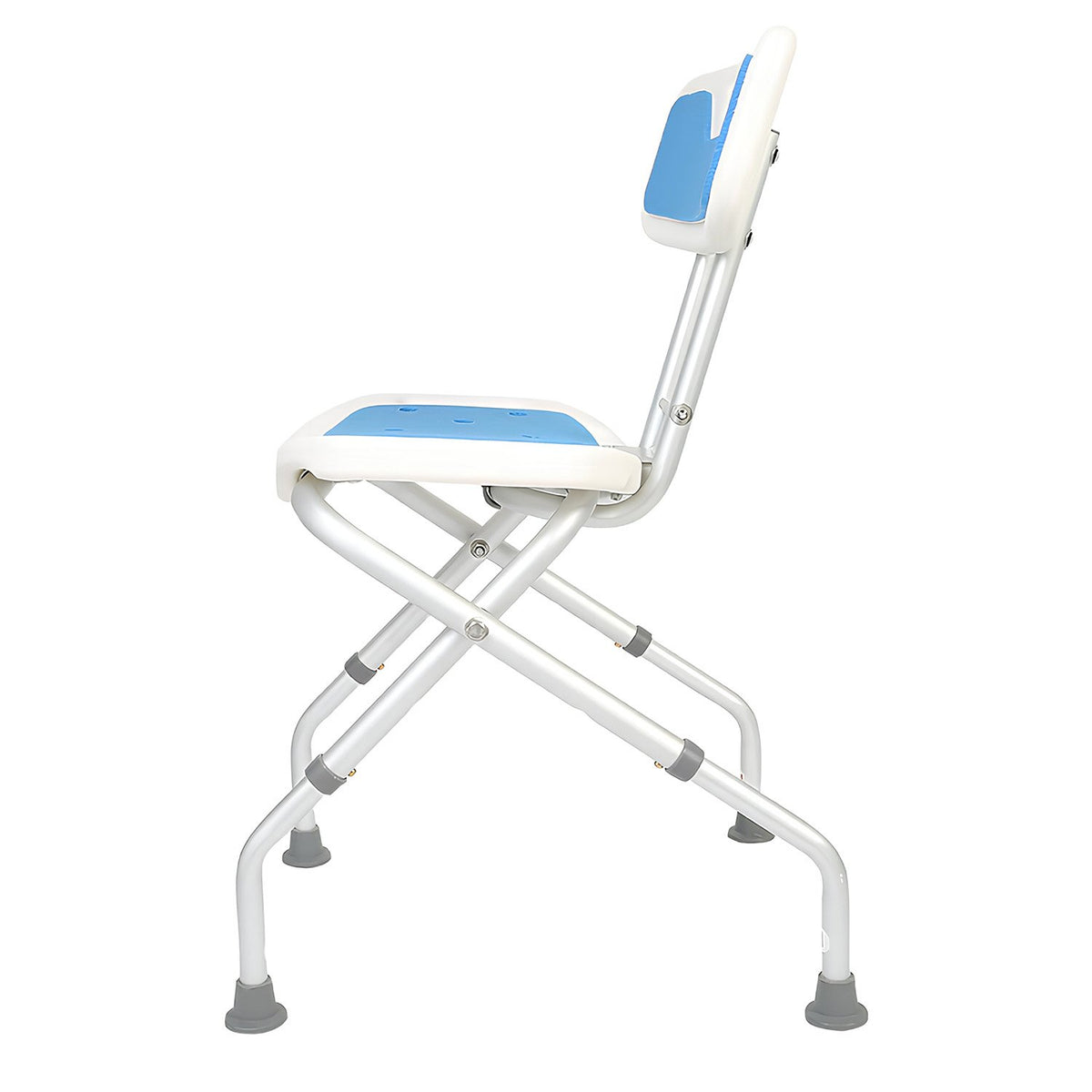 Orthonica Compact & Foldable Commode Shower Chair w/Height Adjustable Aluminium Frame Non Slip Feet HDPE Seat & Backrest