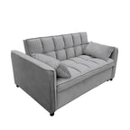 Sarantino Quincy 2-Seater Velvet Sofa Bed in Dark Grey with Wooden Frame and Tufted Design