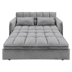 Sarantino Quincy 2-Seater Velvet Sofa Bed in Dark Grey with Wooden Frame and Tufted Design