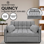 Sarantino Quincy 2-Seater Velvet Sofa Bed in Dark Grey with Wooden Frame and Tufted Design