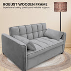 Sarantino Quincy 2-Seater Velvet Sofa Bed in Dark Grey with Wooden Frame and Tufted Design