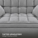 Sarantino Quincy 2-Seater Velvet Sofa Bed in Dark Grey with Wooden Frame and Tufted Design