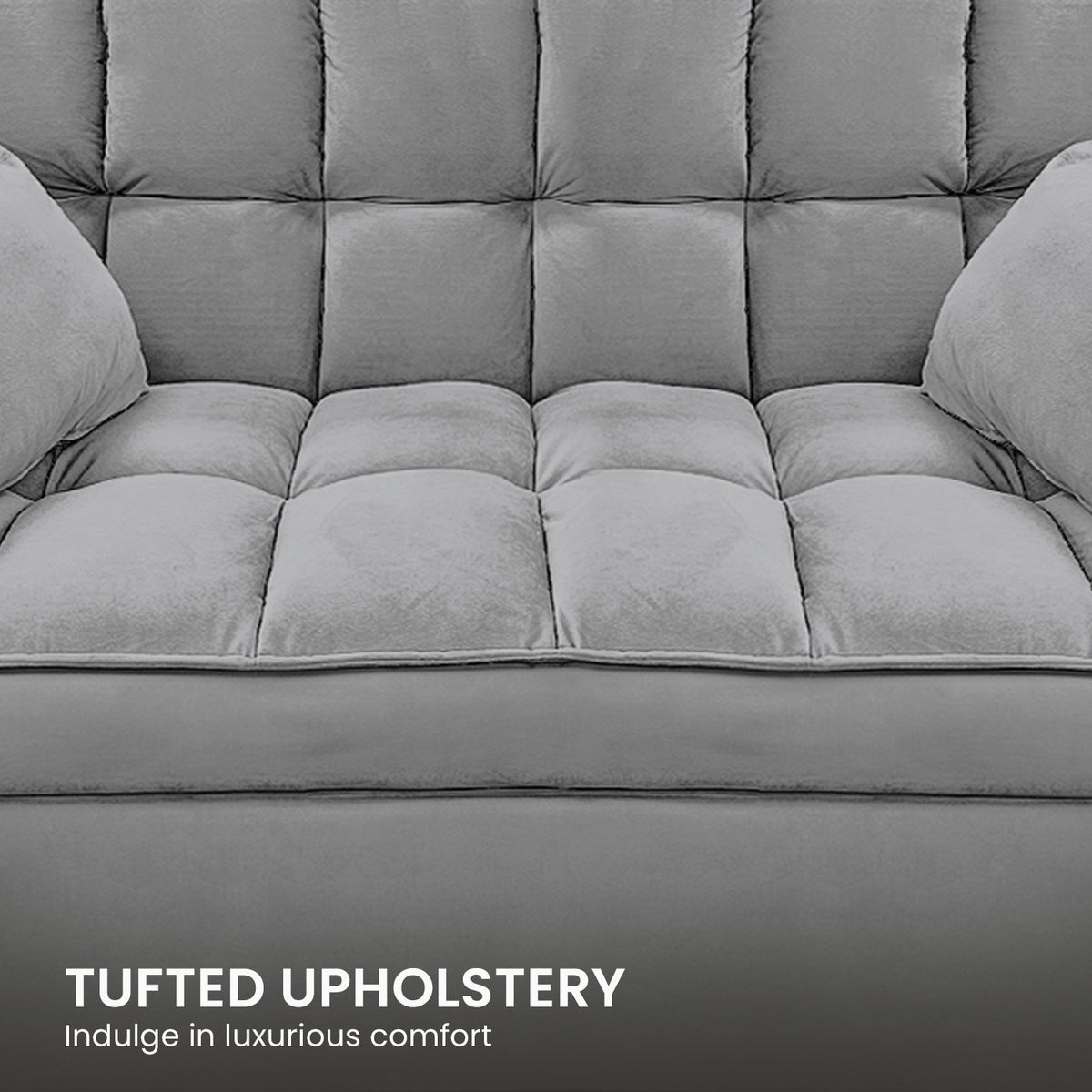 Sarantino Quincy 2-Seater Velvet Sofa Bed in Dark Grey with Wooden Frame and Tufted Design