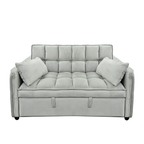 Sarantino Quincy 2-Seater Velvet Sofa Bed in Light Grey with Wooden Frame and Tufted Design