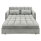 Sarantino Quincy 2-Seater Velvet Sofa Bed in Light Grey with Wooden Frame and Tufted Design