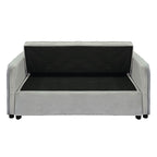 Sarantino Quincy 2-Seater Velvet Sofa Bed in Light Grey with Wooden Frame and Tufted Design