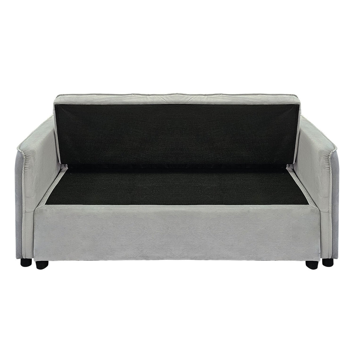 Sarantino Quincy 2-Seater Velvet Sofa Bed in Light Grey with Wooden Frame and Tufted Design