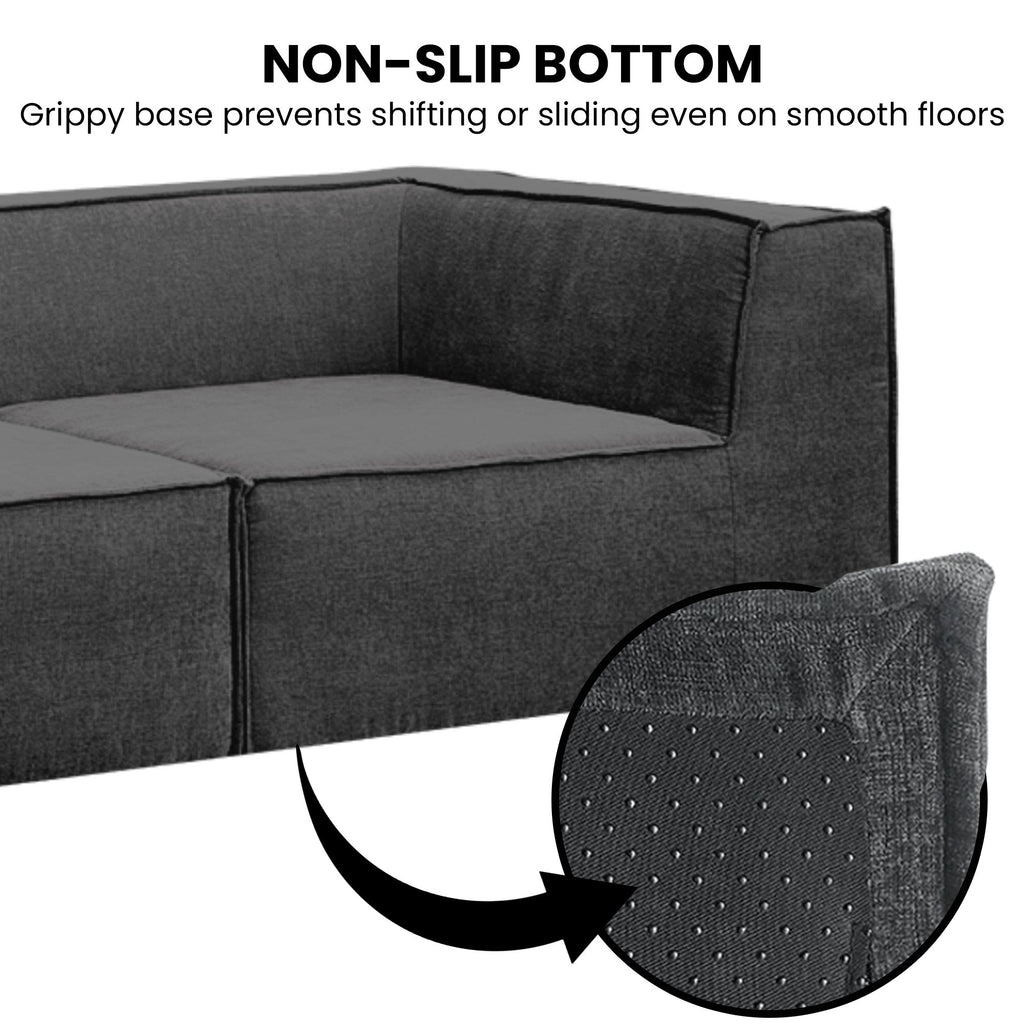 Sarantino Novi 3-Seater Modular Sofa with Ottoman in Black Non-Slip Bottom Lounge