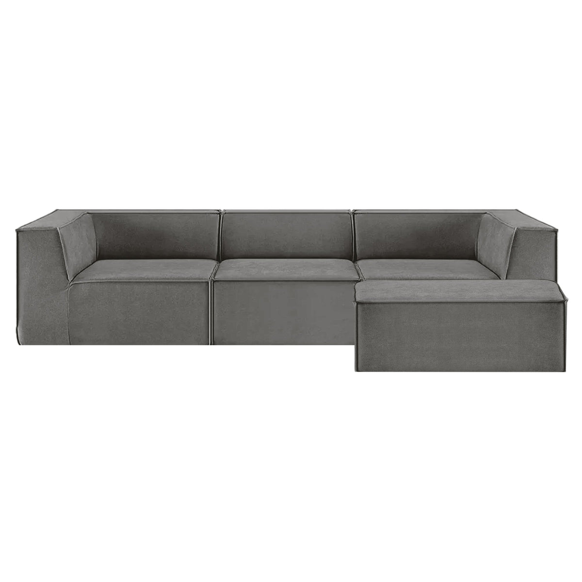 Sarantino Novi 3-Seater Modular Sofa with Ottoman in Grey Non-Slip Bottom Lounge