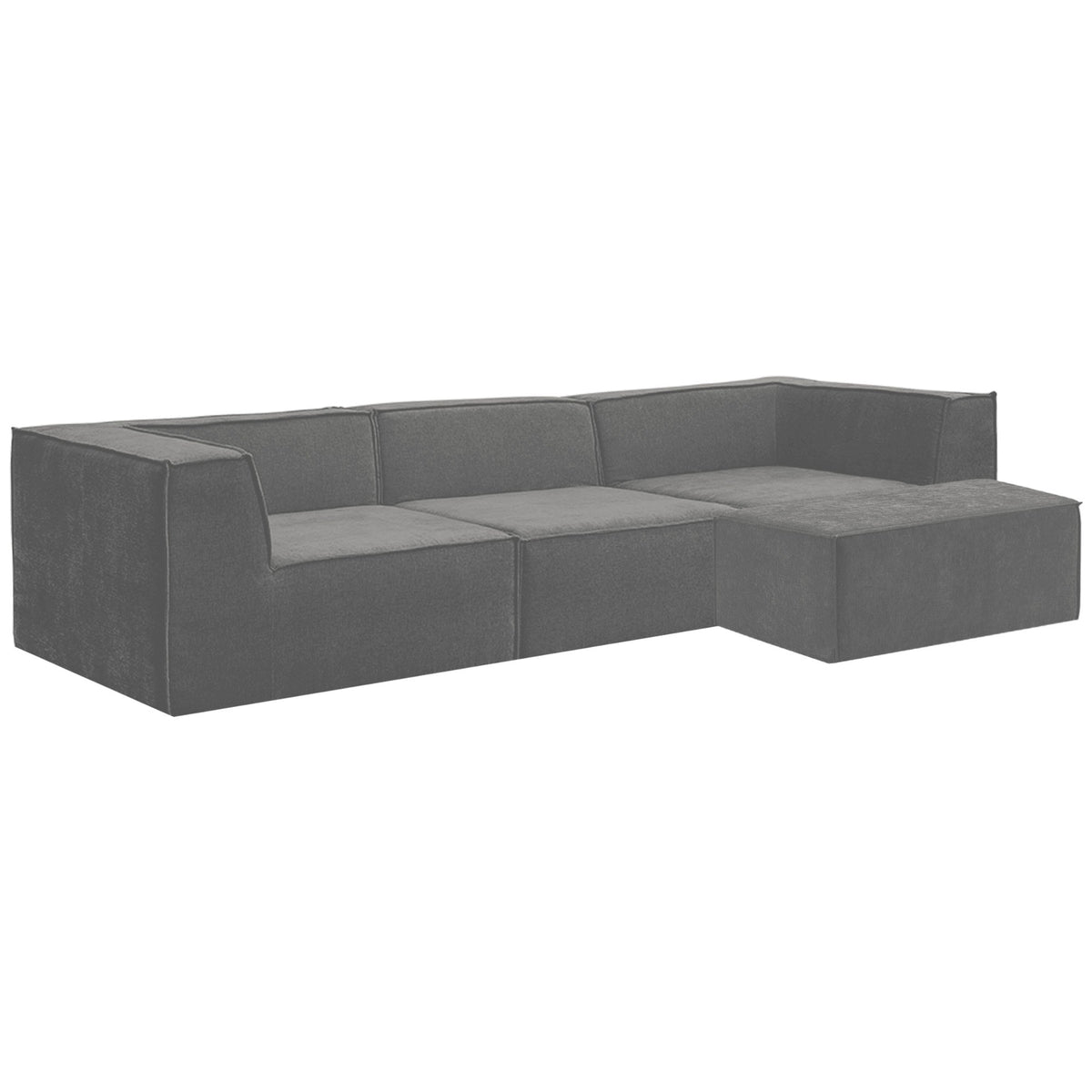 Sarantino Novi 3-Seater Modular Sofa with Ottoman in Grey Non-Slip Bottom Lounge