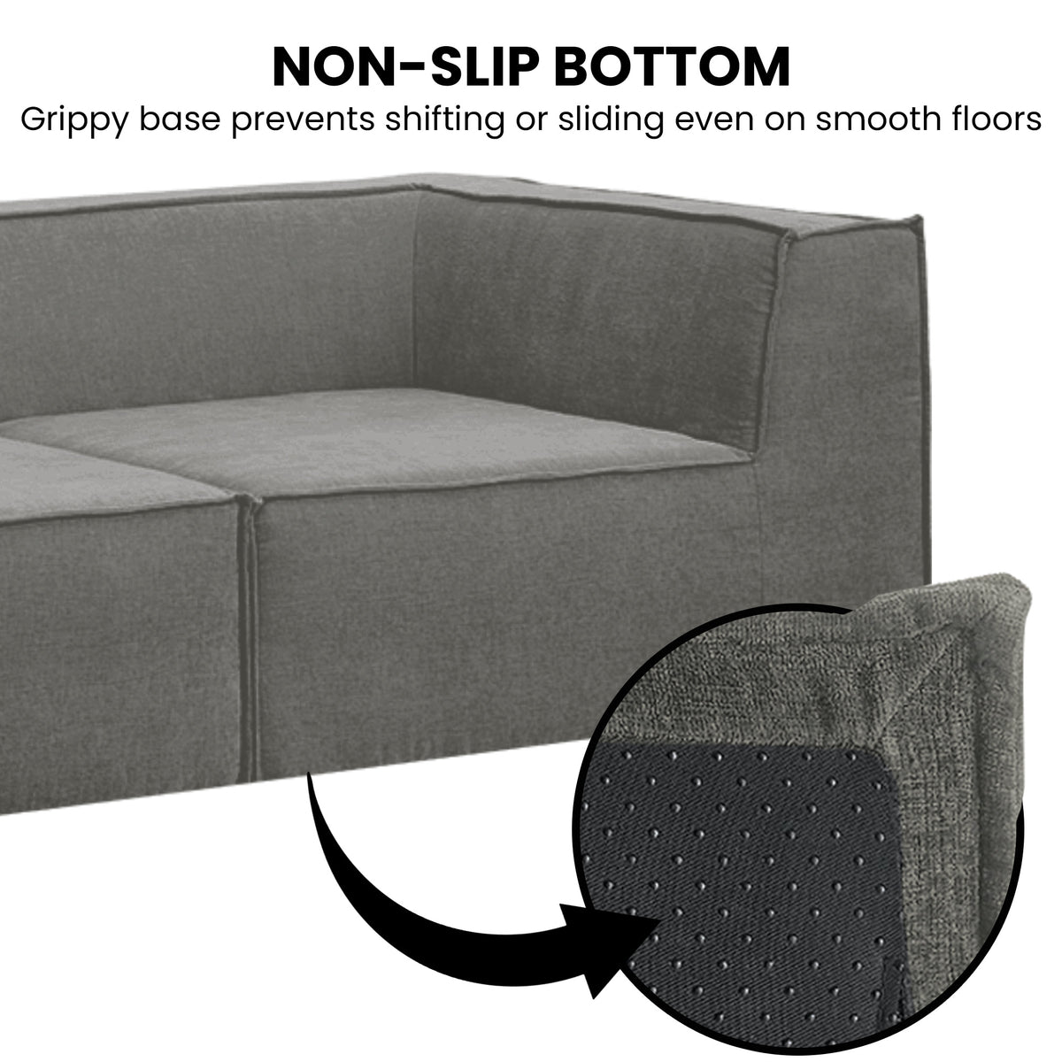 Sarantino Novi 3-Seater Modular Sofa with Ottoman in Grey Non-Slip Bottom Lounge