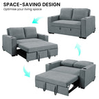 Sarantino Hoffman Linen Sofa Bed with Cushions & Cup Holders Airforce Blue