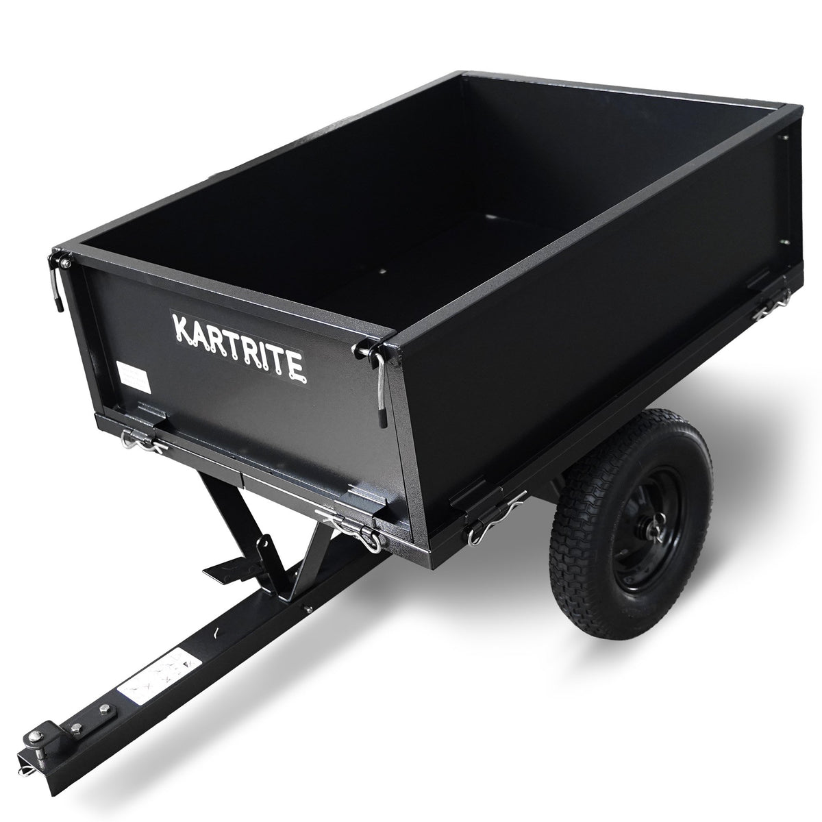 Kartrite Heavy Duty Dump Cart 270kg Capacity Pneumatic Tyres Quick Release Pedal Removable Tailgate Trailer for Garden