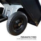 Kartrite Heavy Duty Dump Cart 270kg Capacity Pneumatic Tyres Quick Release Pedal Removable Tailgate Trailer for Garden