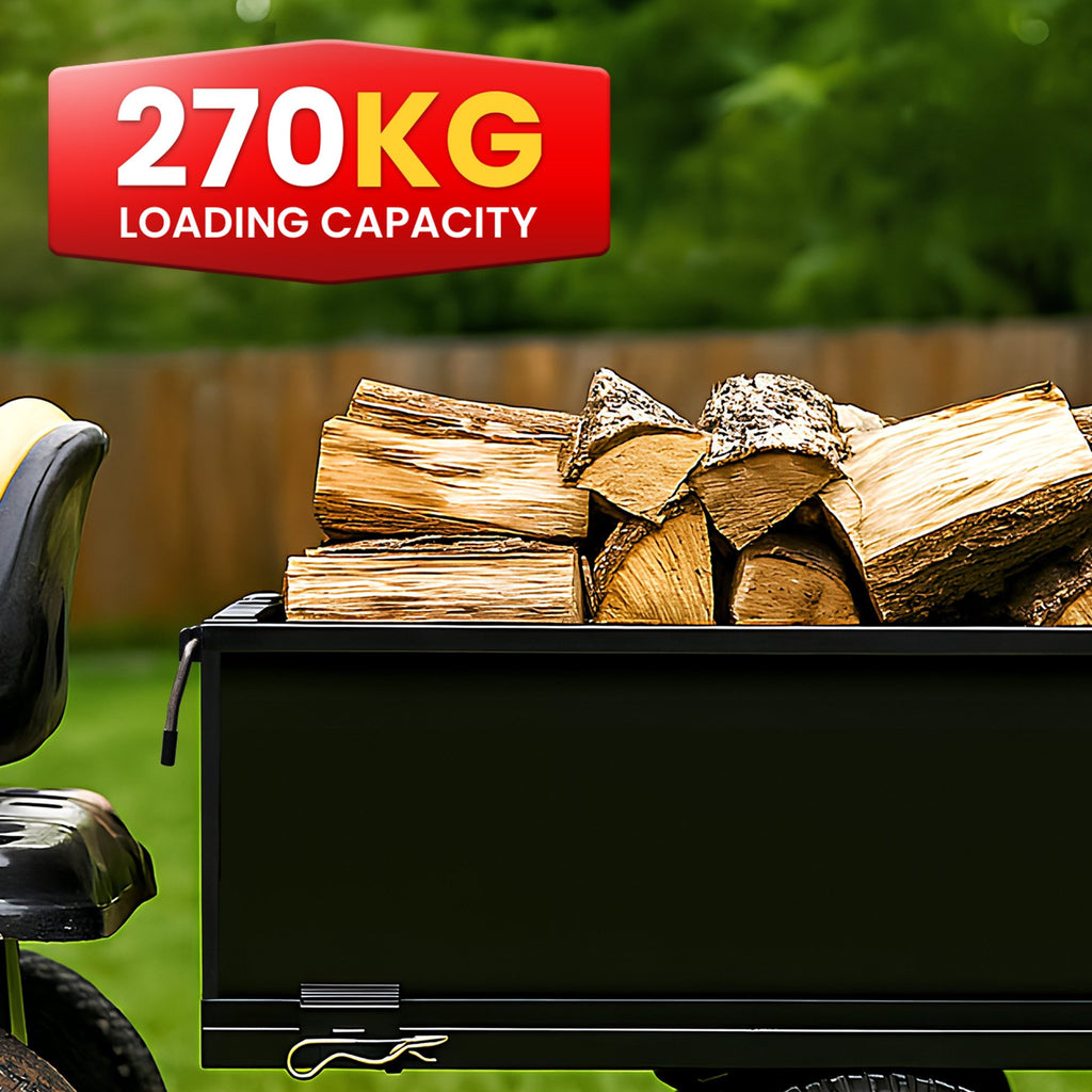 Kartrite Heavy Duty Dump Cart 270kg Capacity Pneumatic Tyres Quick Release Pedal Removable Tailgate Trailer for Garden