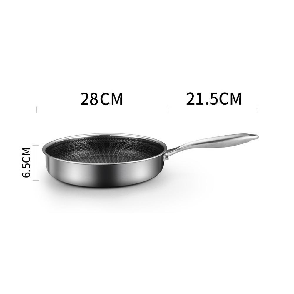 Stainless Steel Frying Pan Non-Stick Cooking Frypan Cookware 28cm Honeycomb Single Sided