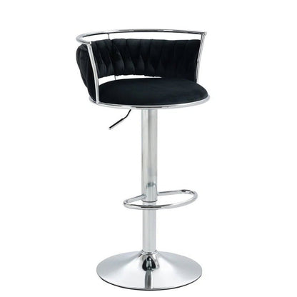 SERENITà Silver Swivel Upholstered Velvet Adjustable Height Counter Stool with Metal Frame Black (Set of 2)