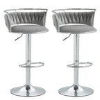 SERENITà Silver Swivel Upholstered Velvet Adjustable Height Counter Stool with Metal Frame Grey (Set of 2)