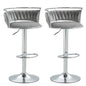 SERENITà Silver Swivel Upholstered Velvet Adjustable Height Counter Stool with Metal Frame Grey (Set of 2)