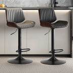SERENITà European Wooden Modern Bar Stools Bistro Stool with Rotating and Aerodynamic Multi-levelled (Grey)