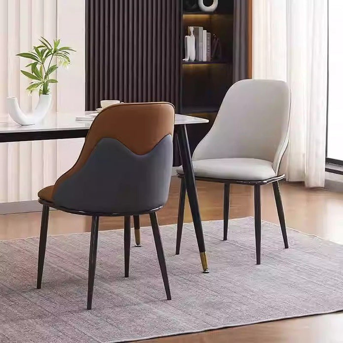 VELLUTO Dining Chair Modern upholstered Leather Kitchen Chairs with armrests Bathtub Chair Leisure Lounge Chair Living Room Bedroom Home Set of 2(Orange)