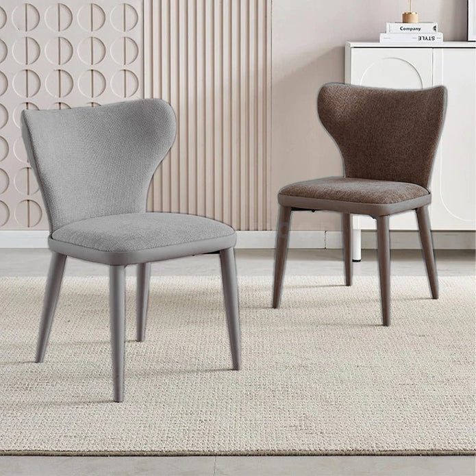VELLUTO Modern Kitchen Dining Room Chairs Faux Leather Flannel Accent Chairs Metal Vanity Lounge Chair with Back for Living Room Set of 2(Light Grey)