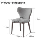 VELLUTO Modern Kitchen Dining Room Chairs Faux Leather Flannel Accent Chairs Metal Vanity Lounge Chair with Back for Living Room Set of 2(Light Grey)