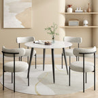Luxe Boucle Cushioned Elsa Dining Chairs in White Quartz