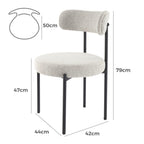 Luxe Boucle Cushioned Elsa Dining Chairs in White Quartz