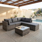 Ottoman-Style Outdoor Lounge Set in Grey
