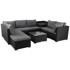 Large Modular Outdoor Ottoman Lounge Set in Black