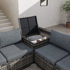 Large Modular Outdoor Ottoman Lounge Set in Grey