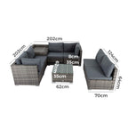8PCS Outdoor Furniture Modular Lounge Sofa Lizard-Grey