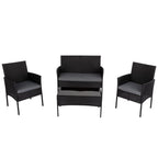 4 Seater Wicker Outdoor Lounge Set-Black