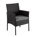 4 Seater Wicker Outdoor Lounge Set-Black