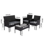 4 Seater Wicker Outdoor Lounge Set-Black