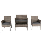 4 Seater Wicker Outdoor Lounge Set – Mixed Grey