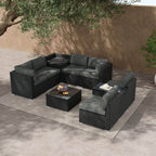 Modular Outdoor Lounge Set-9pcs Sofa, Armchairs and Coffee Table