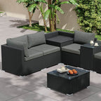 Modular Outdoor Lounge Set-9pcs Sofa, Armchairs and Coffee Table