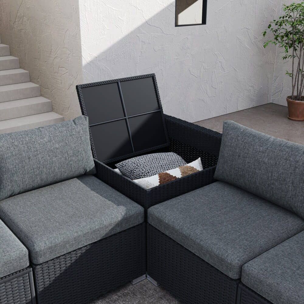 Modular Outdoor Lounge Set-9pcs Sofa, Armchairs and Coffee Table