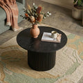 Luxe Black Ribbed Texture Wooden Coffee Table