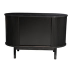 Mid-Century Black Ribbed Sideboard Cabinet