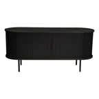 Ribbed Black Sideboard with Sliding Doors